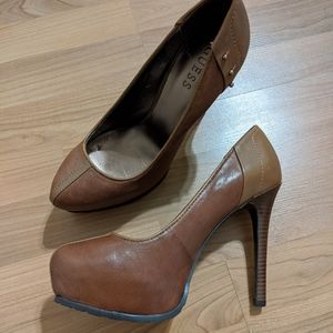 GUESS Brown Leather High Heels